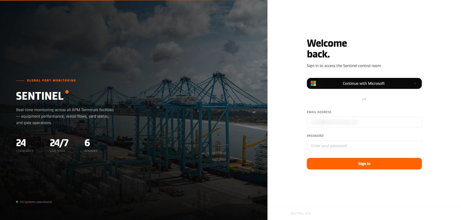 Page de connexion : l’accès passe par le compte Microsoft du groupe.